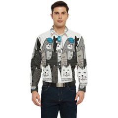 Cute Cat Hand Drawn Cartoon Style Men s Long Sleeve  Shirt by Jancukart