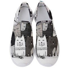 Cute Cat Hand Drawn Cartoon Style Men s Slip On Sneakers by Jancukart