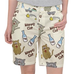 Happy-cats-pattern-background Pocket Shorts by Jancukart