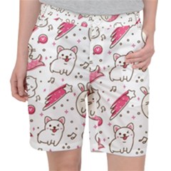 Cute-animals-seamless-pattern-kawaii-doodle-style Pocket Shorts by Jancukart