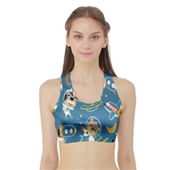 Seamless-pattern-funny-astronaut-outer-space-transportation Sports Bra With Border by Jancukart