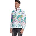 Set-cute-mermaid-seaweeds-marine-inhabitants Men s Puffer Bubble Jacket Coat View2