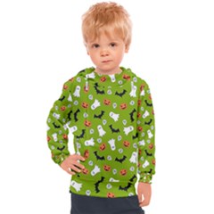 Pattern Seamless Halloween Fall Kids  Hooded Pullover by Wegoenart