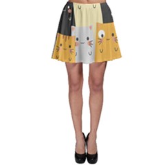 Seamless Pattern Cute Cat Cartoons Skater Skirt by Wegoenart