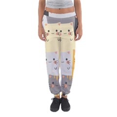 Seamless Pattern Cute Cat Cartoons Women s Jogger Sweatpants by Wegoenart