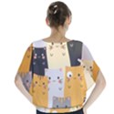 Seamless Pattern Cute Cat Cartoons Batwing Chiffon Blouse View2