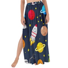 Big Set Cute Astronaut Space Planet Star Alien Rockets Ufo Constellation Satellite Moon Maxi Chiffon Tie-up Sarong by Wegoenart