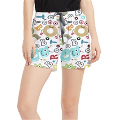 Seamless Pattern Vector With Funny Robot Cartoon Women s Runner Shorts by Wegoenart