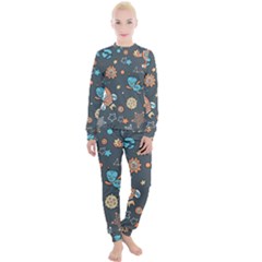 Rocketship Astronaut Space Seamless Pattern Women s Lounge Set by Wegoenart