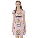 Set Kawaii Smile Japanese Dog Cartoon Short Sleeve Skater Dress View1