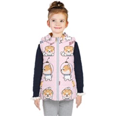 Set Kawaii Smile Japanese Dog Cartoon Kids  Hooded Puffer Vest by Wegoenart