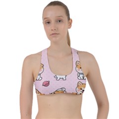 Set Kawaii Smile Japanese Dog Cartoon Criss Cross Racerback Sports Bra by Wegoenart