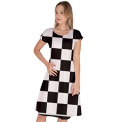 Chess Board Background Design Classic Short Sleeve Dress by Wegoenart