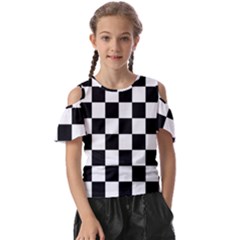 Chess Board Background Design Kids  Butterfly Cutout Tee by Wegoenart