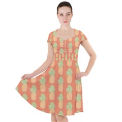 Pineapple Orange Pastel Cap Sleeve Midi Dress by ConteMonfrey