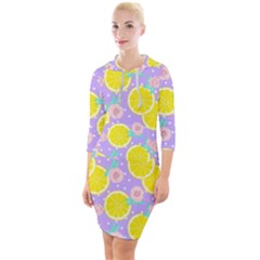 Purple Lemons  Quarter Sleeve Hood Bodycon Dress by ConteMonfrey