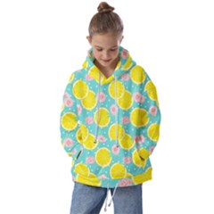 Blue Neon Lemons Kids  Oversized Hoodie by ConteMonfrey