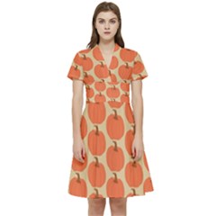 Cute Pumpkin Short Sleeve Waist Detail Dress by ConteMonfrey