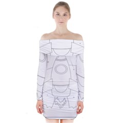 Starship Doodle - Space Elements Long Sleeve Off Shoulder Dress by ConteMonfrey