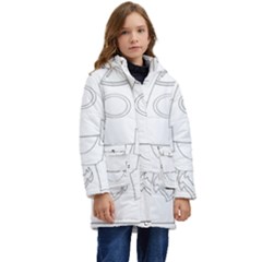 Starship Doodle - Space Elements Kid s Hooded Longline Puffer Jacket by ConteMonfrey