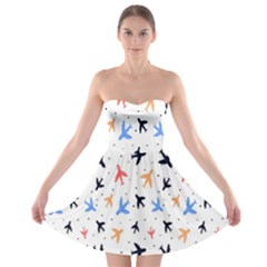 Sky Birds - Airplanes Strapless Bra Top Dress by ConteMonfrey