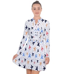 Sky Birds - Airplanes Long Sleeve Panel Dress by ConteMonfrey