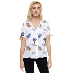 Summer Elements Bow Sleeve Button Up Top by ConteMonfrey