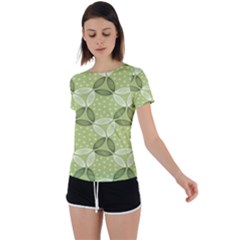 Pattern Green Back Circle Cutout Sports Tee by designsbymallika