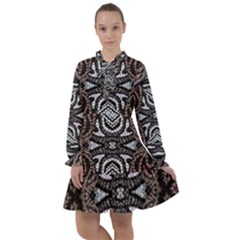 Autumn Patterns All Frills Chiffon Dress by kaleidomarblingart