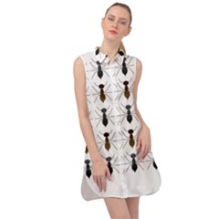 Ants Insect Pattern Cartoon Ant Animal Sleeveless Shirt Dress by Ravend