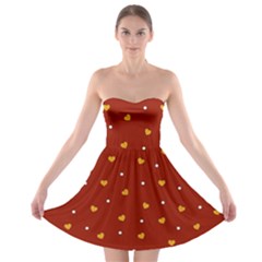 Red Yellow Love Heart Valentine Strapless Bra Top Dress by Ravend