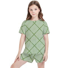 Discreet Green Plaids Kids  Tee And Sports Shorts Set by ConteMonfrey