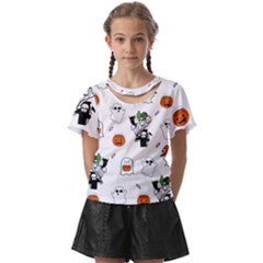 Halloween Jack O Lantern Vector Kids  Front Cut Tee by Ravend