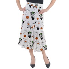 Halloween Jack O Lantern Vector Midi Mermaid Skirt by Ravend