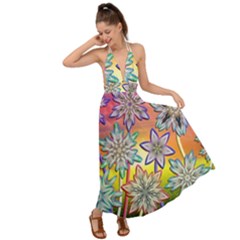 Flower Nature Garden Bloom Flora Backless Maxi Beach Dress by Ravend