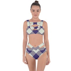 Dark Blue And White Diagonal Plaids Bandaged Up Bikini Set  by ConteMonfrey