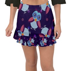 Owl Pattern Background Fishtail Mini Chiffon Skirt by Wegoenart