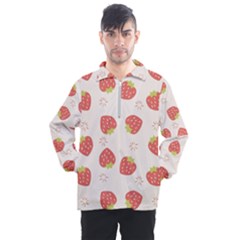 Strawberries Pattern Design Men s Half Zip Pullover by Wegoenart