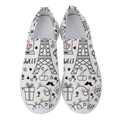 Big Collection With Hand Drawn Object Valentine Day Women s Slip On Sneakers by Wegoenart