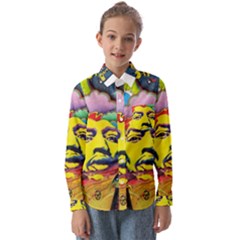 Psychedelic Rock Jimi Hendrix Kids  Long Sleeve Shirt by Jancukart