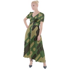 Camouflage Pattern Background Button Up Short Sleeve Maxi Dress by Wegoenart