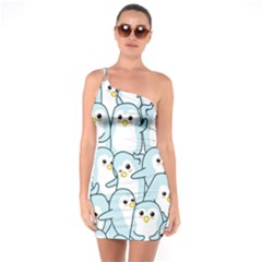 Penguin Pattern One Soulder Bodycon Dress by Wegoenart