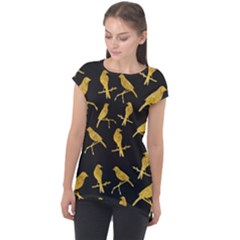 Background-with-golden-birds Cap Sleeve High Low Top by Wegoenart