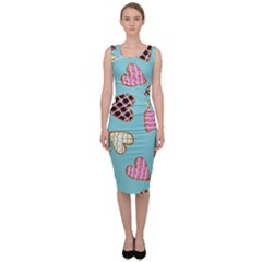 Seamless-pattern-with-heart-shaped-cookies-with-sugar-icing Sleeveless Pencil Dress by Wegoenart