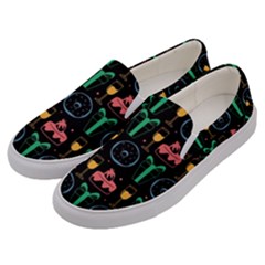 Hand-drawn-happy-birthday-pattern-background Men s Canvas Slip Ons by Wegoenart