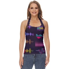 Colorful-sound-wave-set Basic Halter Top by Wegoenart