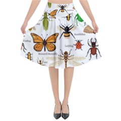 Insects-seamless-pattern Flared Midi Skirt by Wegoenart