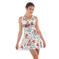 Seamless-vector-pattern-with-watermelons-mint Cotton Racerback Dress by Wegoenart