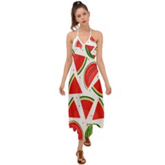 Watermelon Cuties White Halter Tie Back Dress  by ConteMonfrey