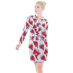 Watermelon Popsicle   Button Long Sleeve Dress by ConteMonfrey